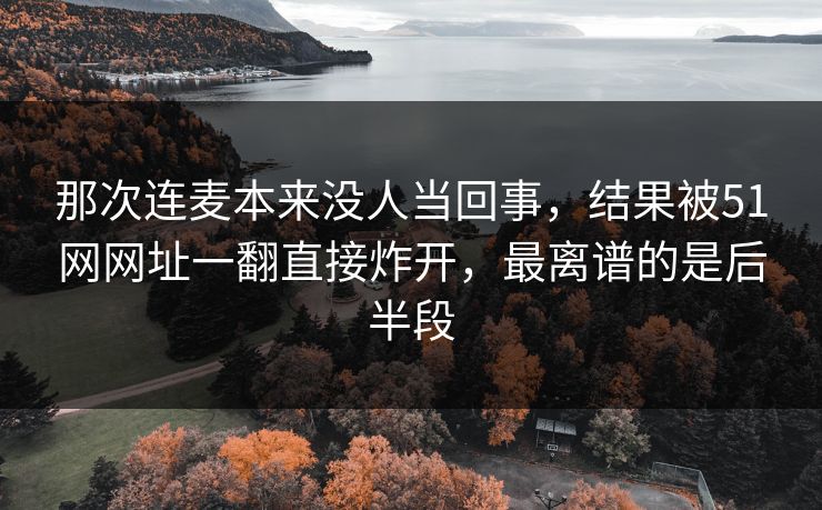 那次连麦本来没人当回事，结果被51网网址一翻直接炸开，最离谱的是后半段