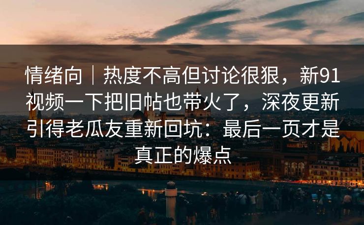 情绪向｜热度不高但讨论很狠，新91视频一下把旧帖也带火了，深夜更新引得老瓜友重新回坑：最后一页才是真正的爆点